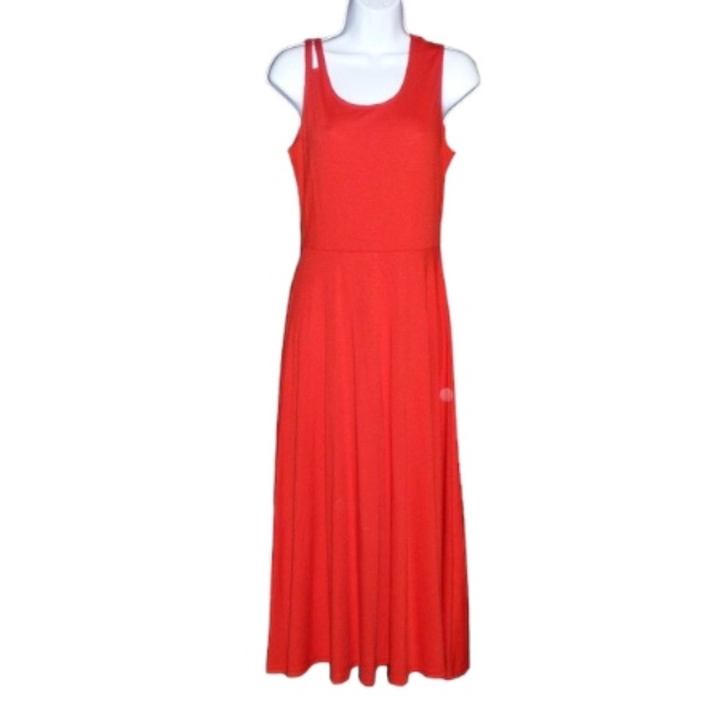 Long Sleeveless Red Dress, Strappy One Shoulder, Back Zipper, Scoop Neck, M Nwot
